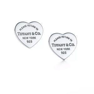 Tiffany Heart Tag Stud Earrings Silver